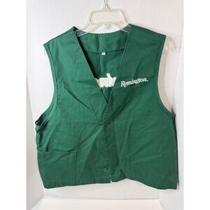 Remington Vintage Shooting Vest Mens Large Green Embroidered Logo Canvas Utility